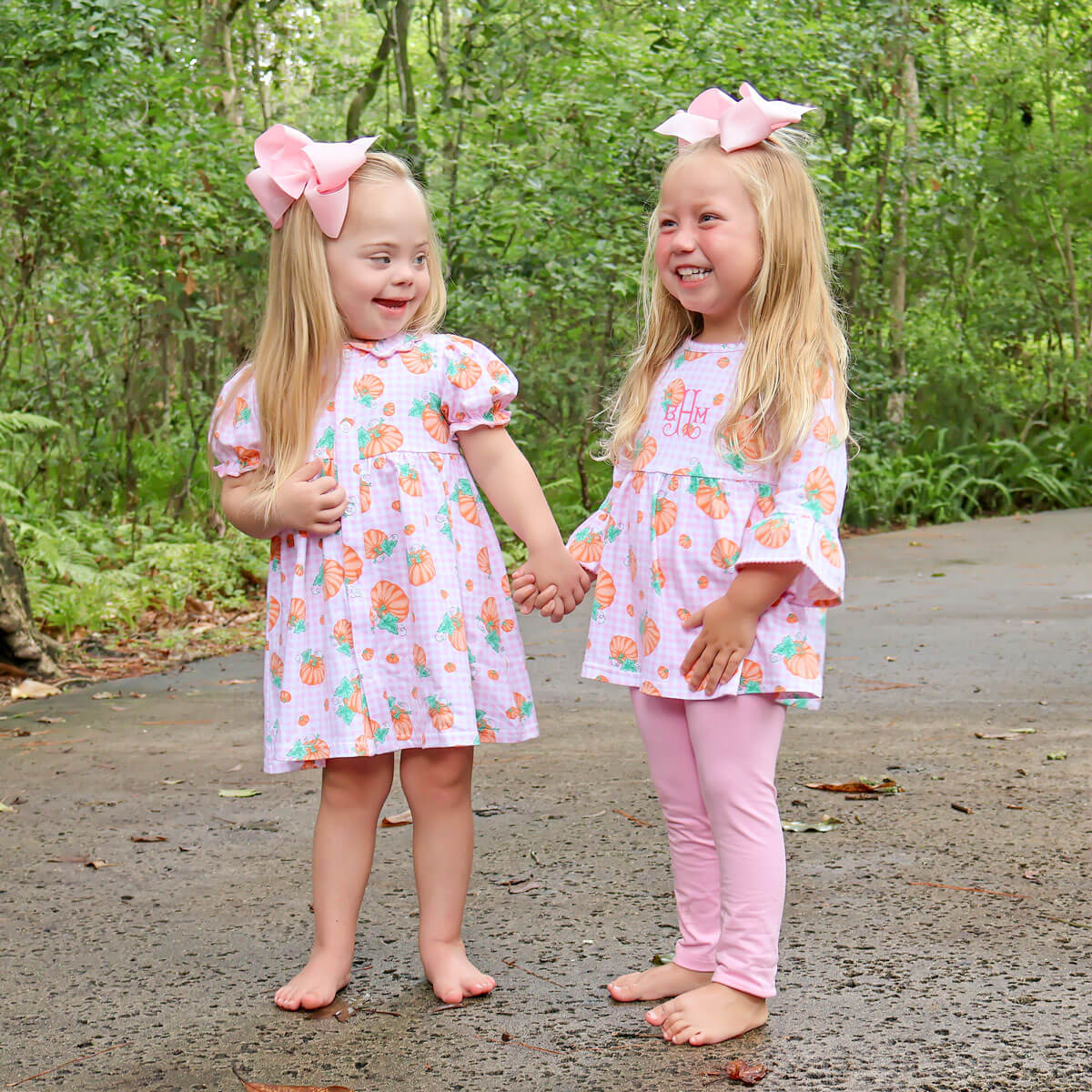 Pumpkin Print Pink Gingham Lola Dress