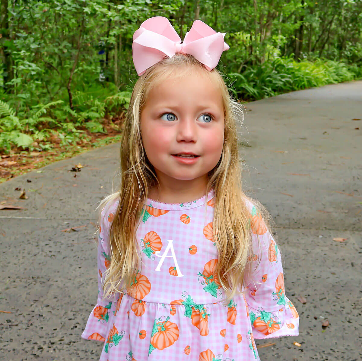 Pumpkin Print Pink Gingham Sophia Legging Set