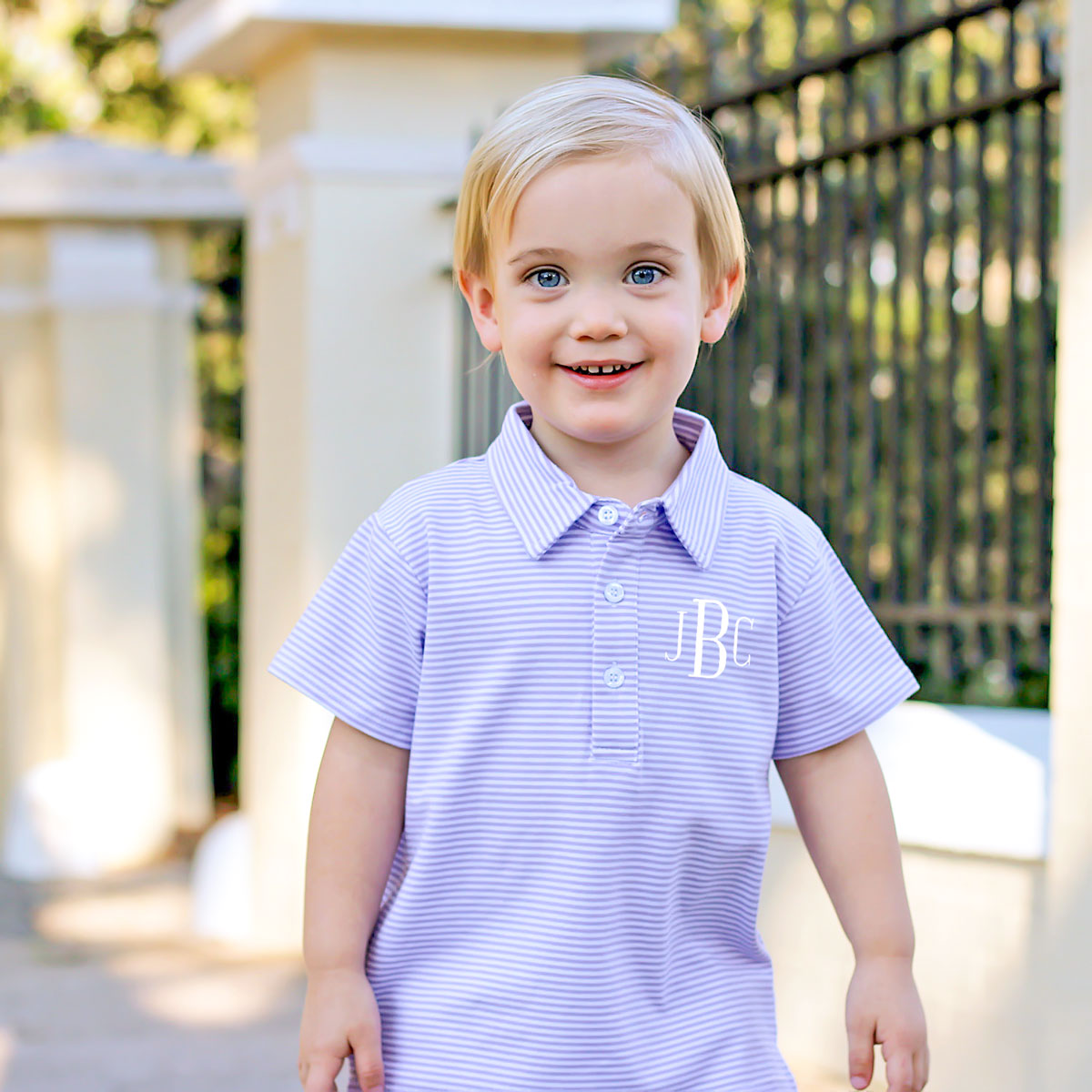 Lavender Stripe Knit Polo