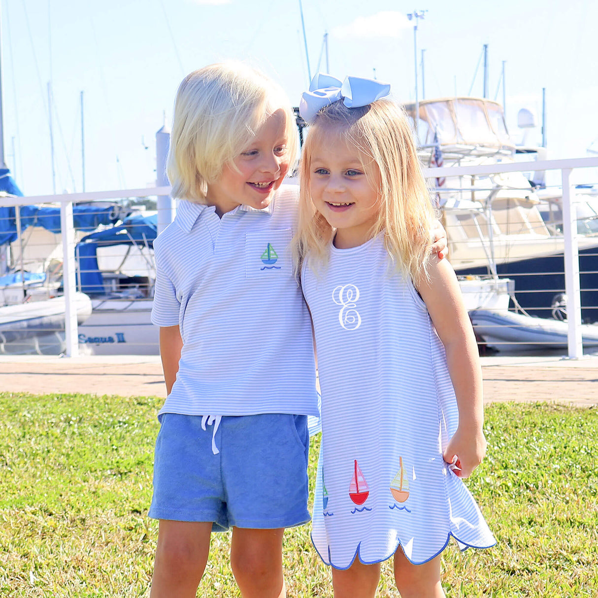 Nautical Adventure Light Blue Stripe Cleo Dress