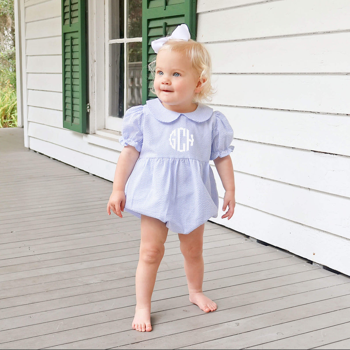 Light Blue Stripe Collared Bubble