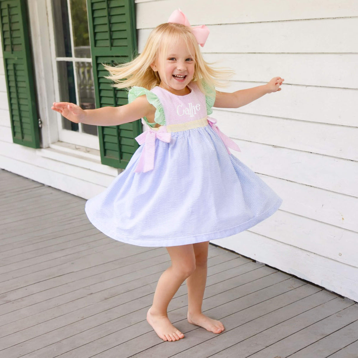 Multi Stripe Seersucker Avery Dress