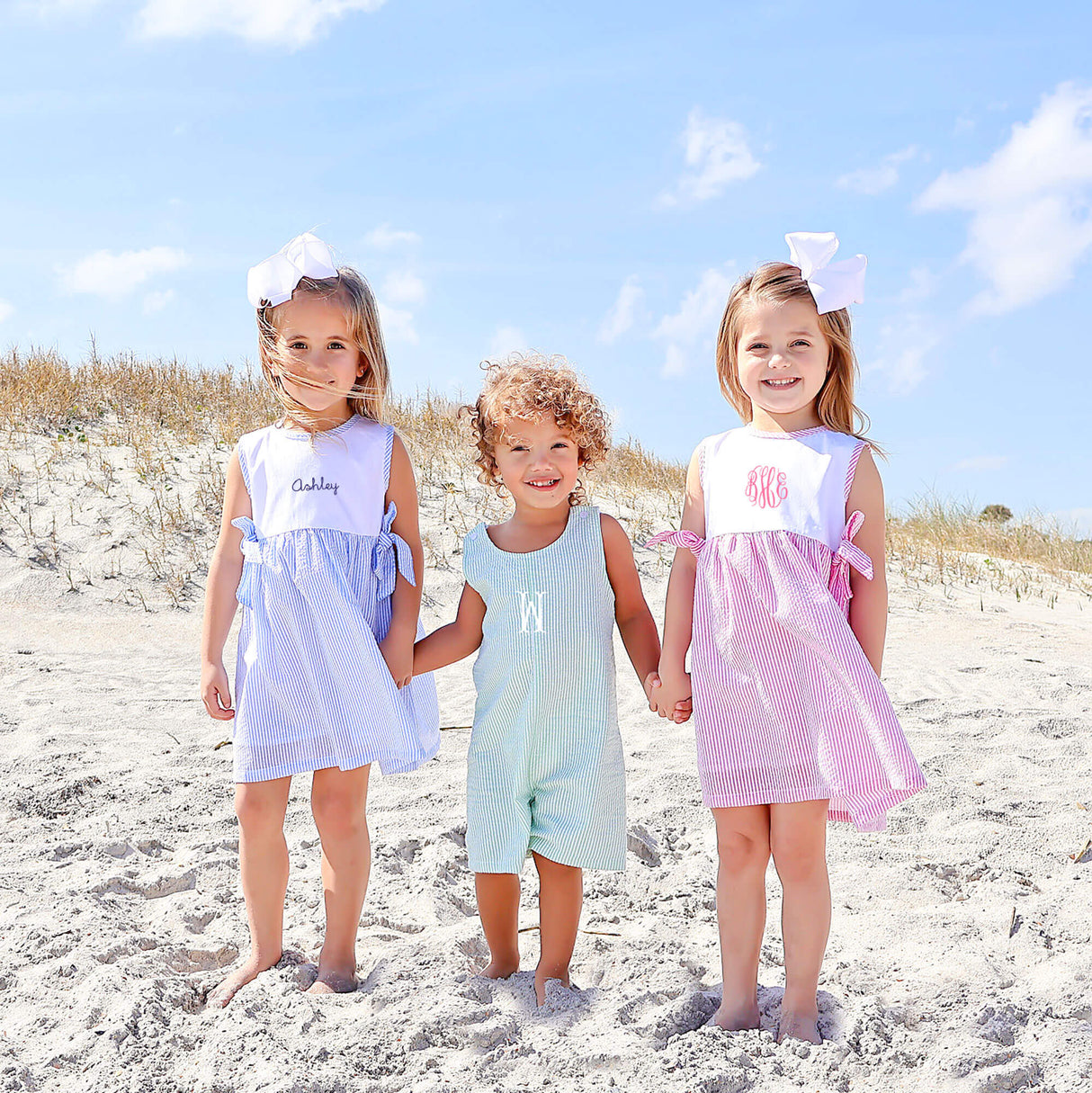 Pink Stripe Seersucker Side Tie Dress