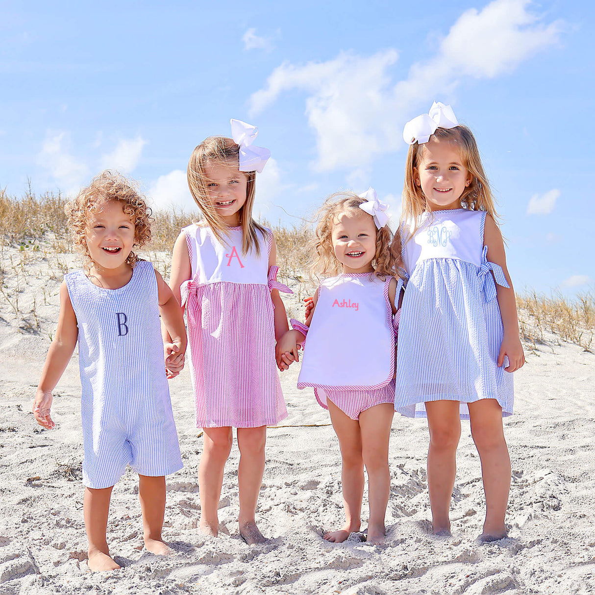 Pink Stripe Seersucker Popover Set