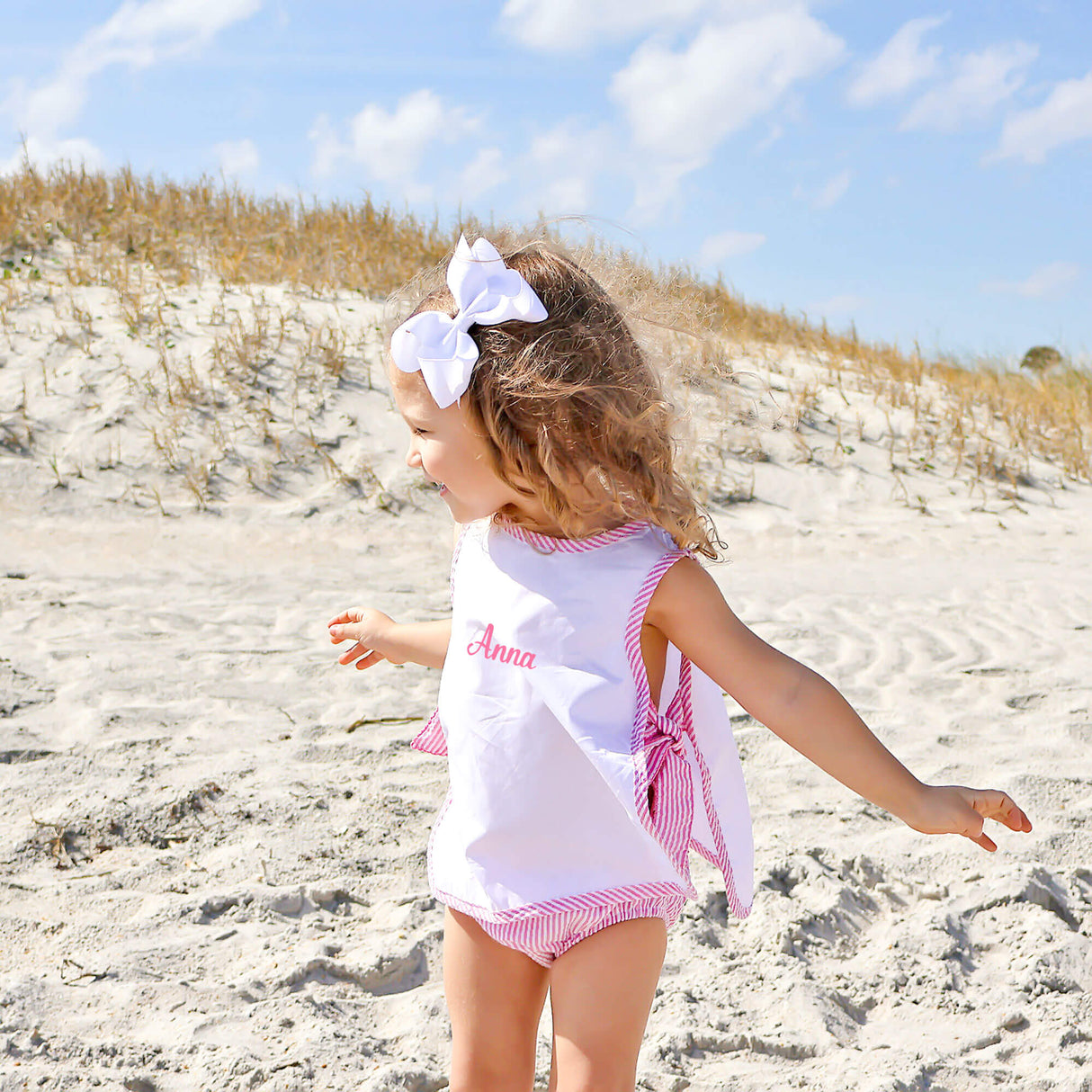 Pink Stripe Seersucker Popover Set