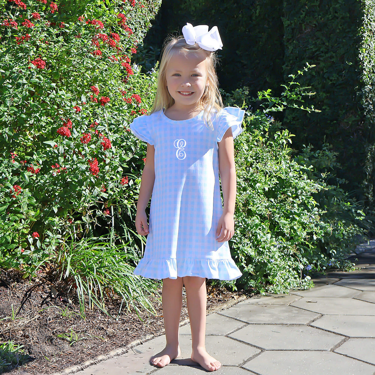 Milly Gingham Ruffle Dress Blue