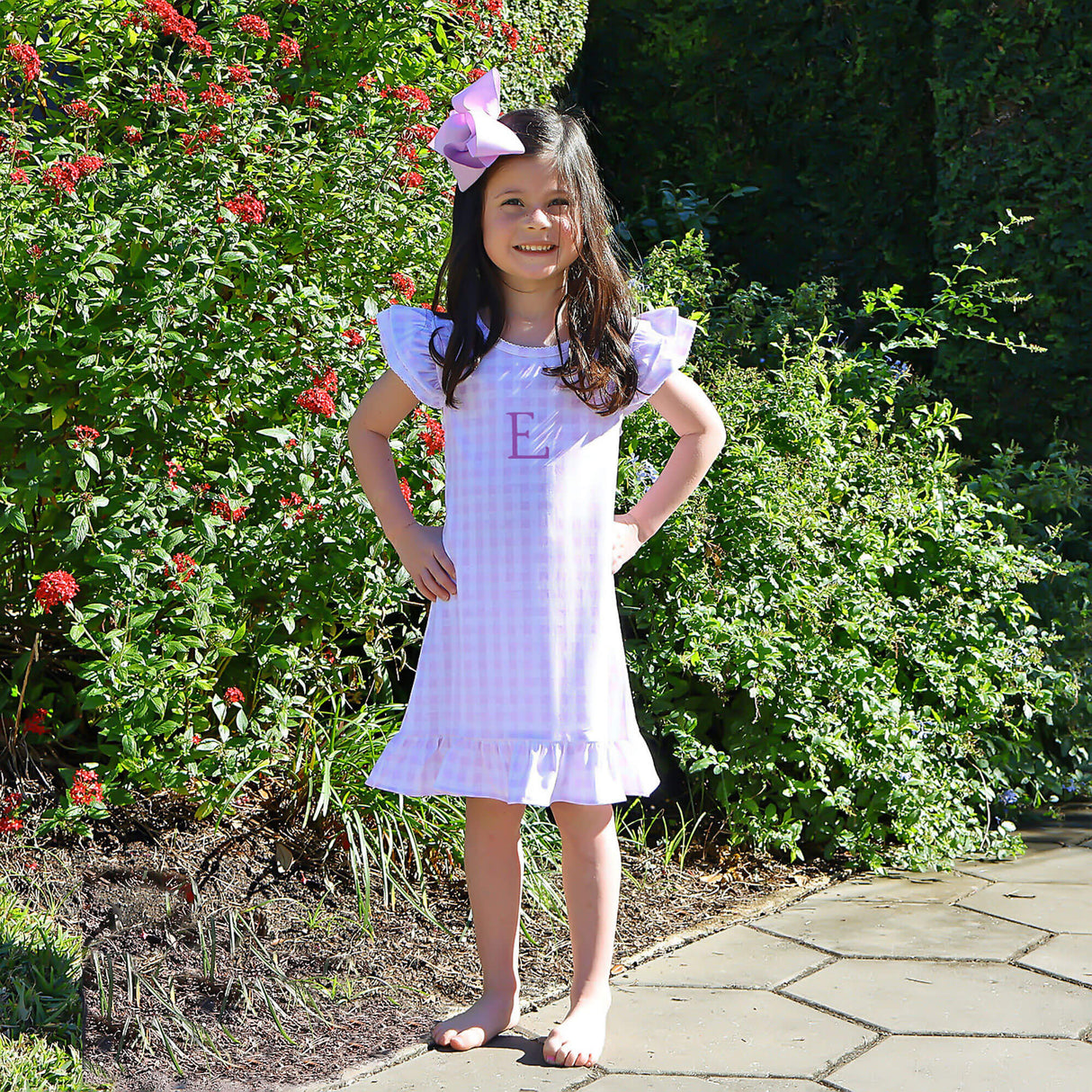 Milly Gingham Ruffle Dress Purple