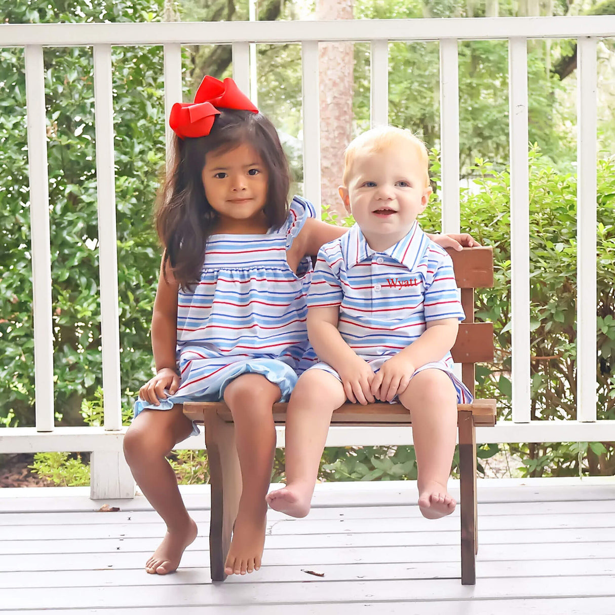 Patriotic Play Red & Blue Stripe Polo Romper
