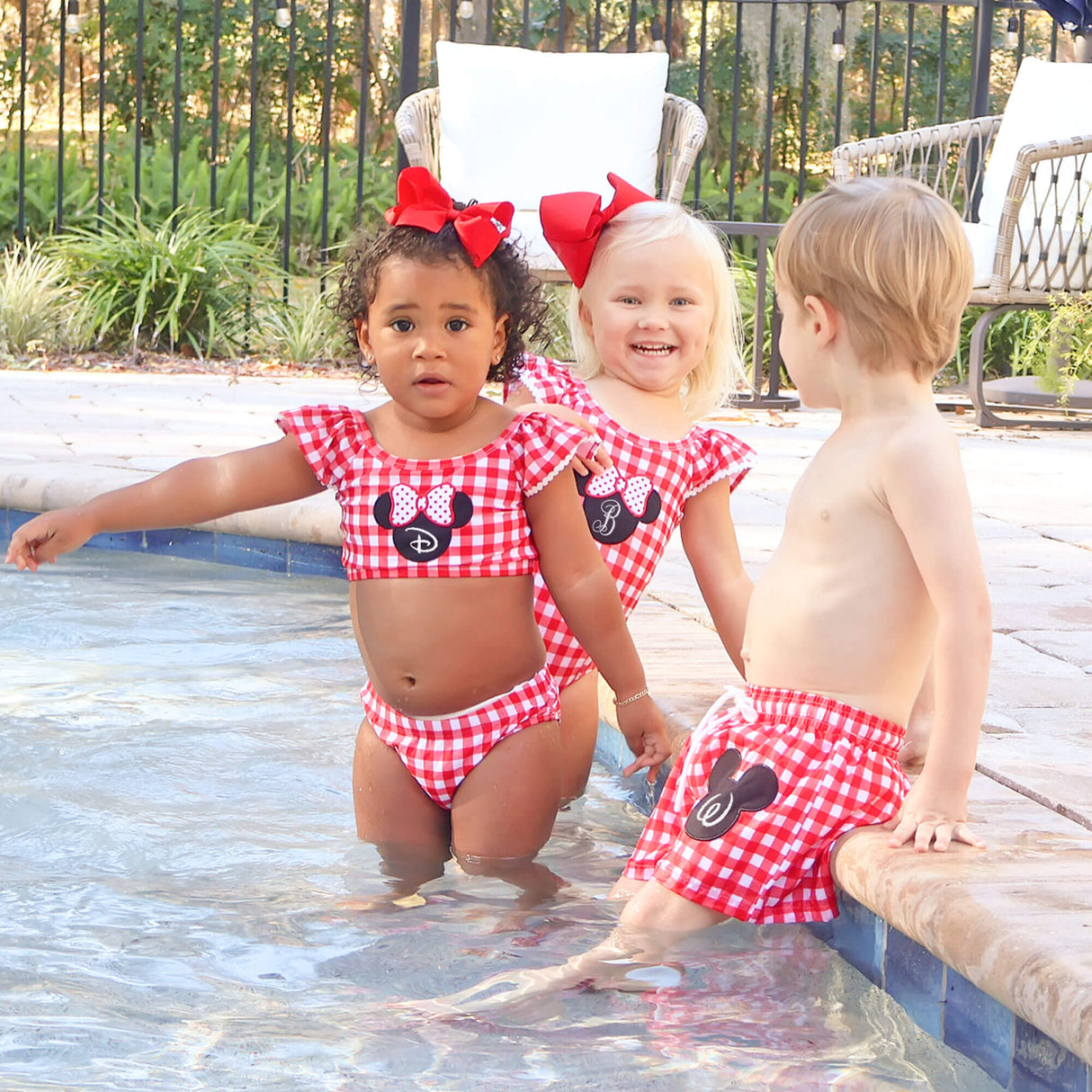 Mouse Ears Red Gingham Swim Trunks
