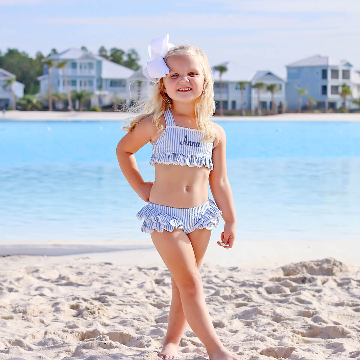 Santorini Blue Two Piece Swimsuit