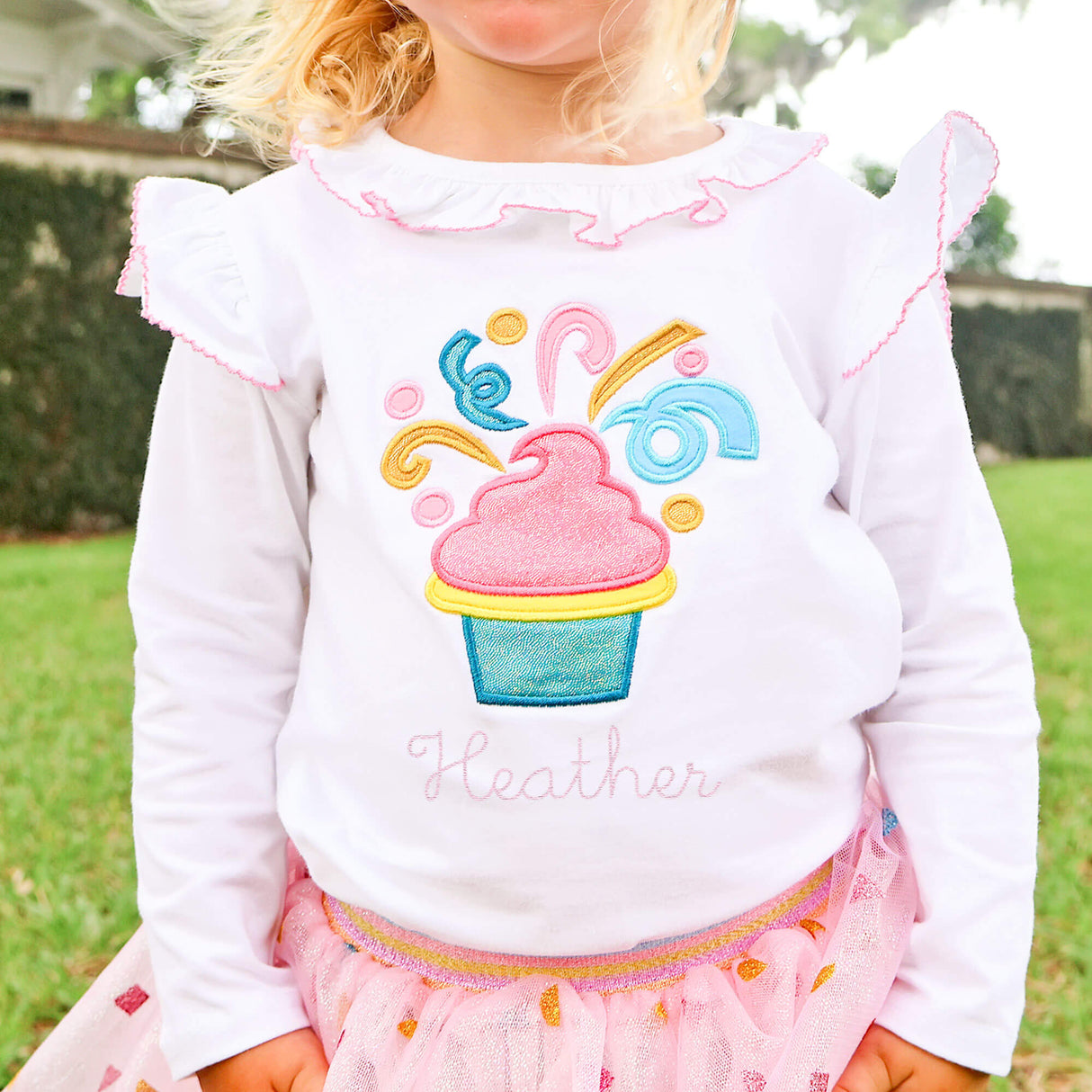 Cupcake White Ruffle Long Sleeve Top
