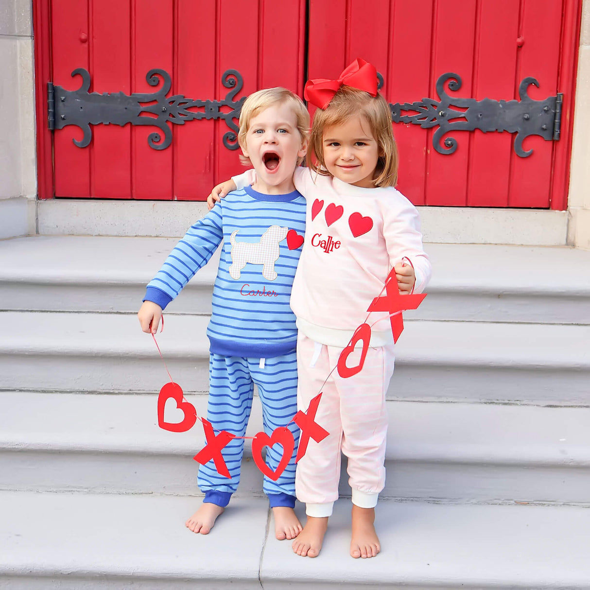 Puppy Love Blue Stripe Jogger Set
