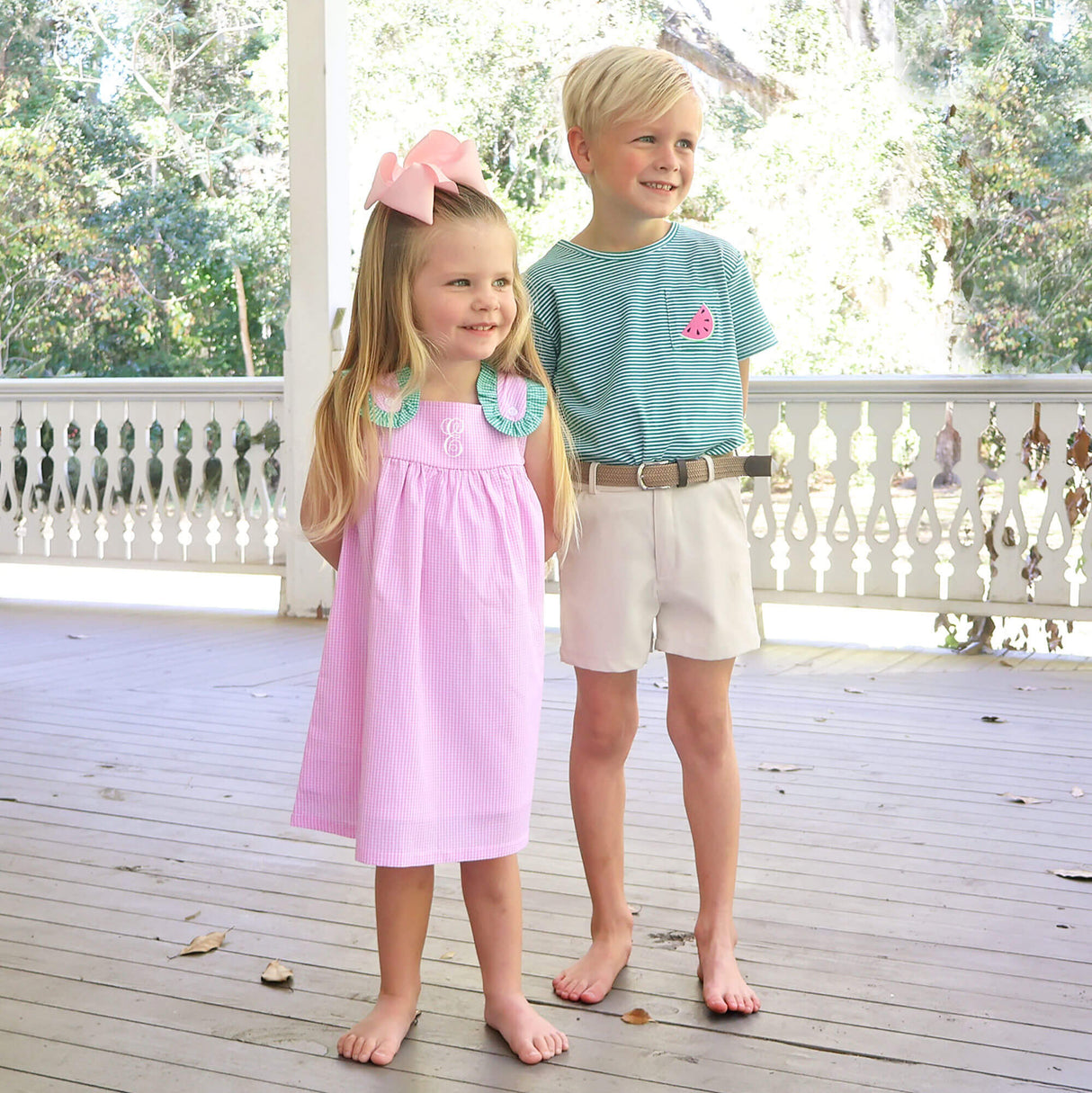 Sweet Watermelon Green Stripe Short Sleeve Pocket Shirt