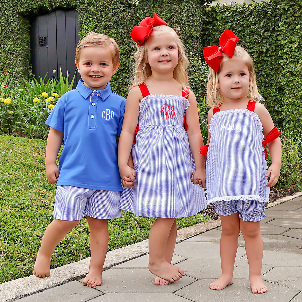 Royal Gingham Polo Short Set