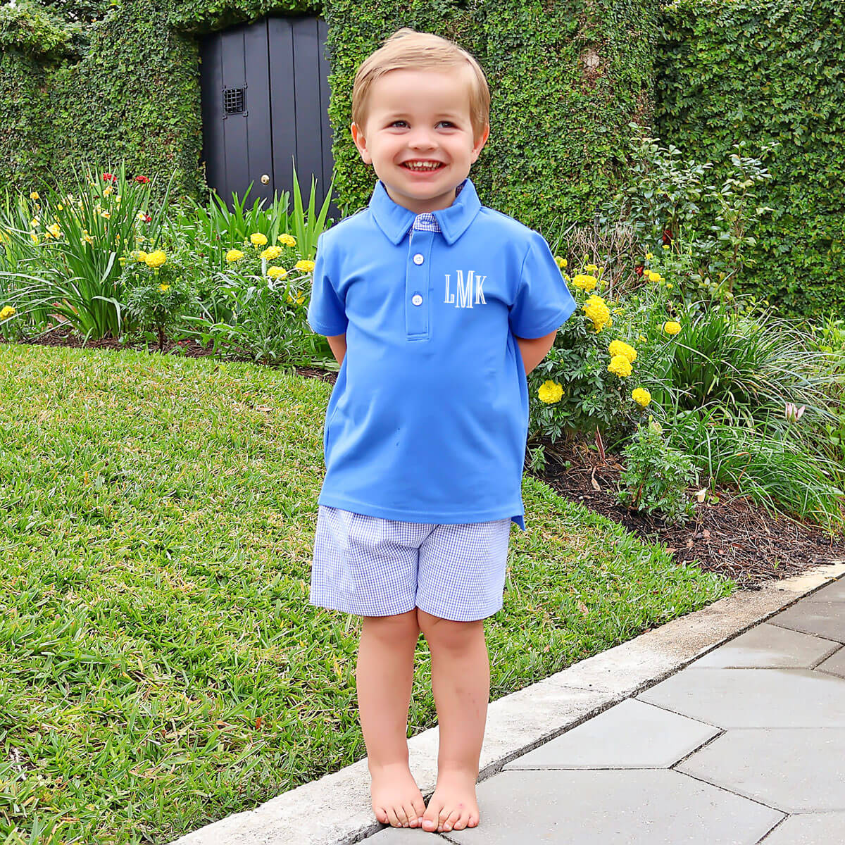 Royal Gingham Polo Short Set