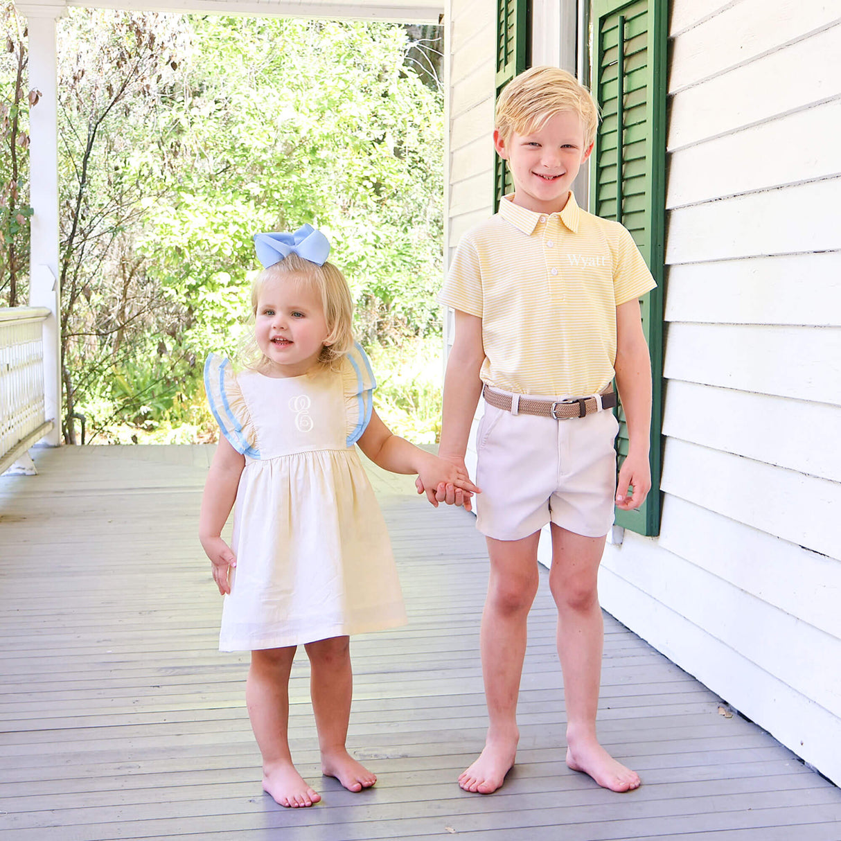 Yellow Stripe Knit Short Sleeve Polo