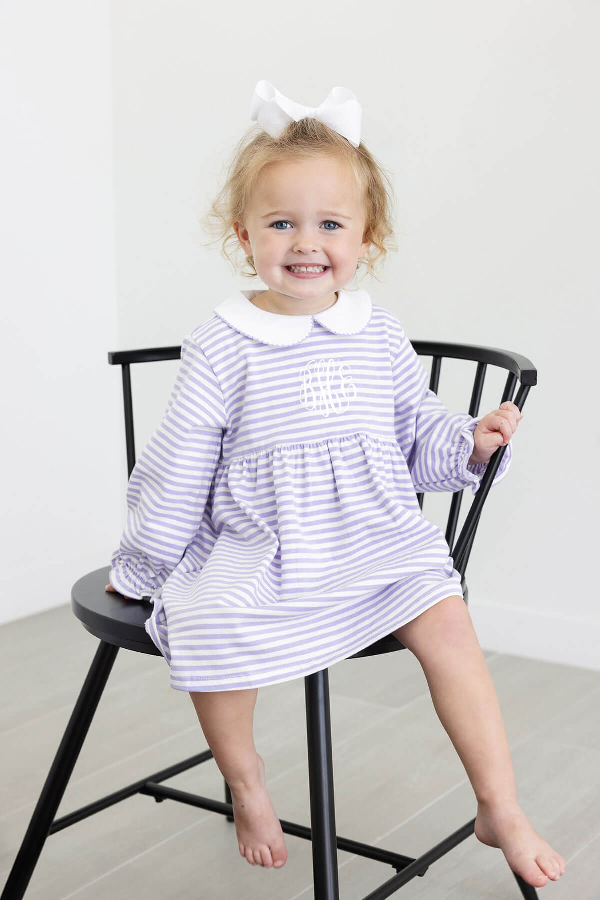 Riley Stripe Knit Long Sleeve Dress Purple