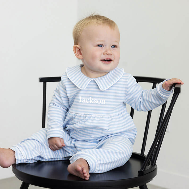 French Blue Stripe Romper