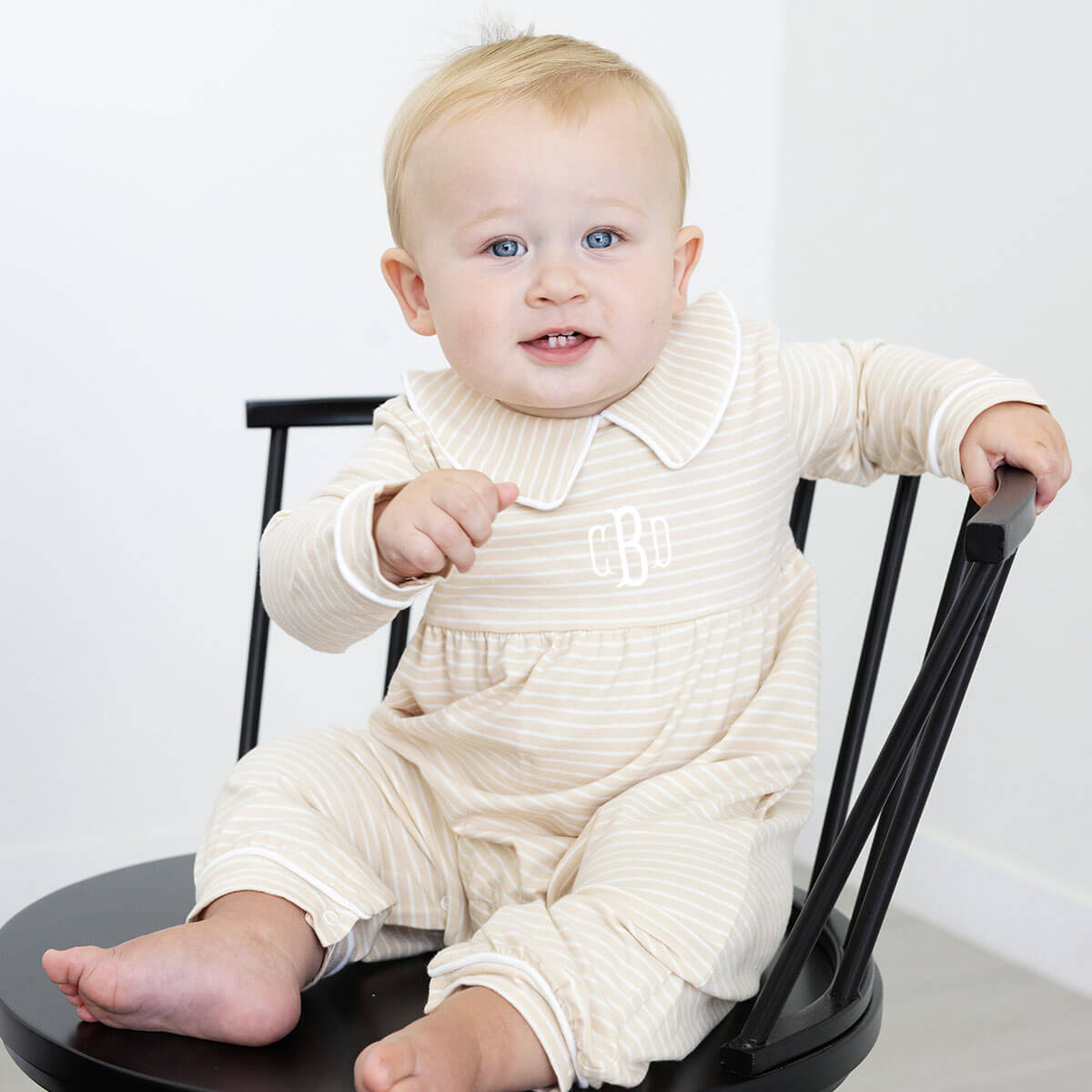 Tan Stripe Romper