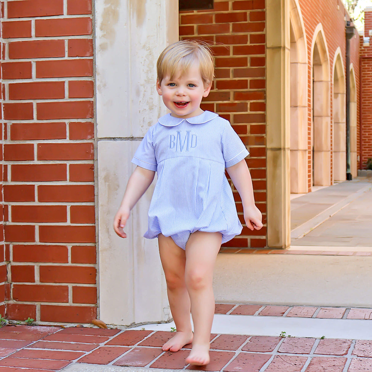 Cute Blue Stripe Collared Bubble