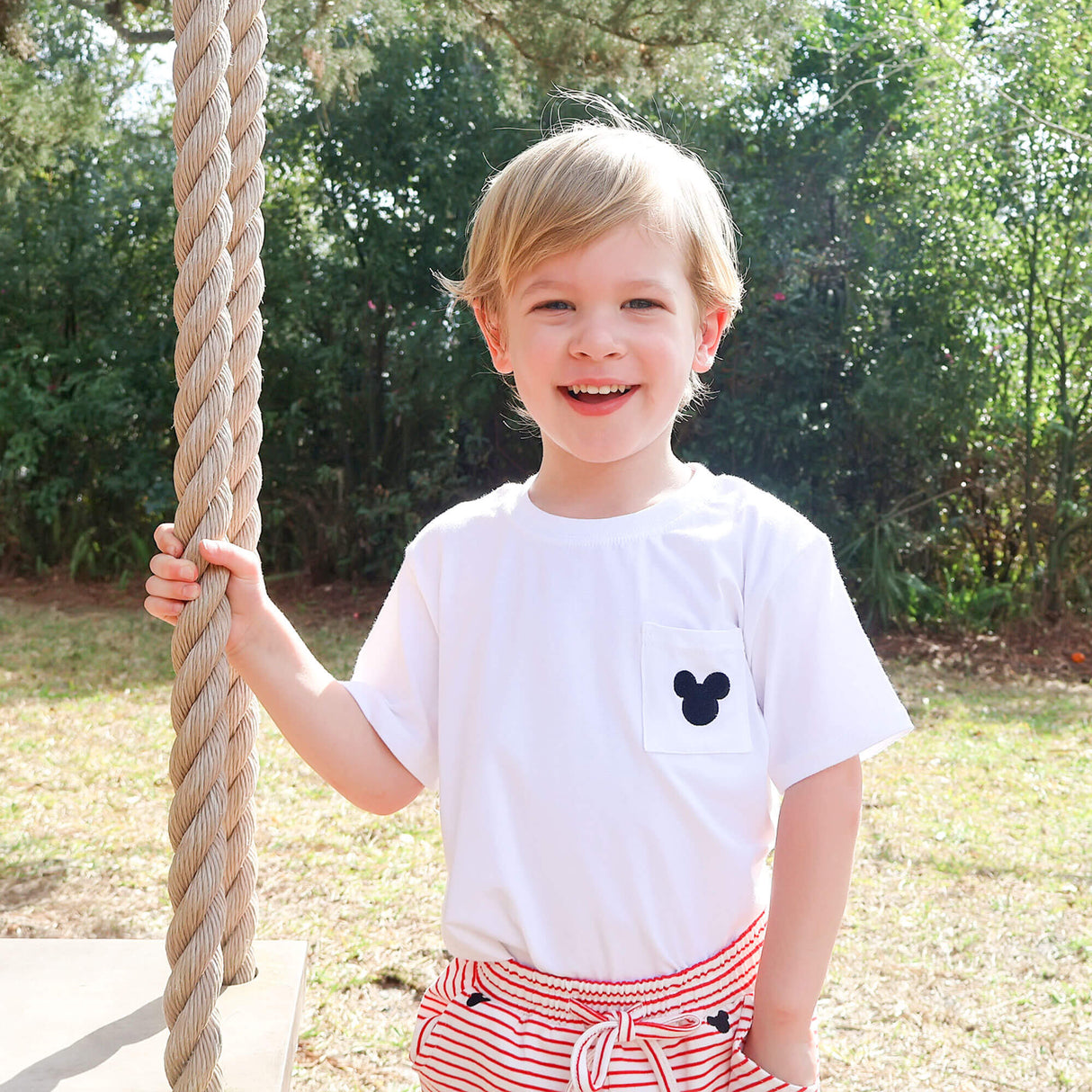 Mouse Ears White Short Sleeve Pocket Shirt