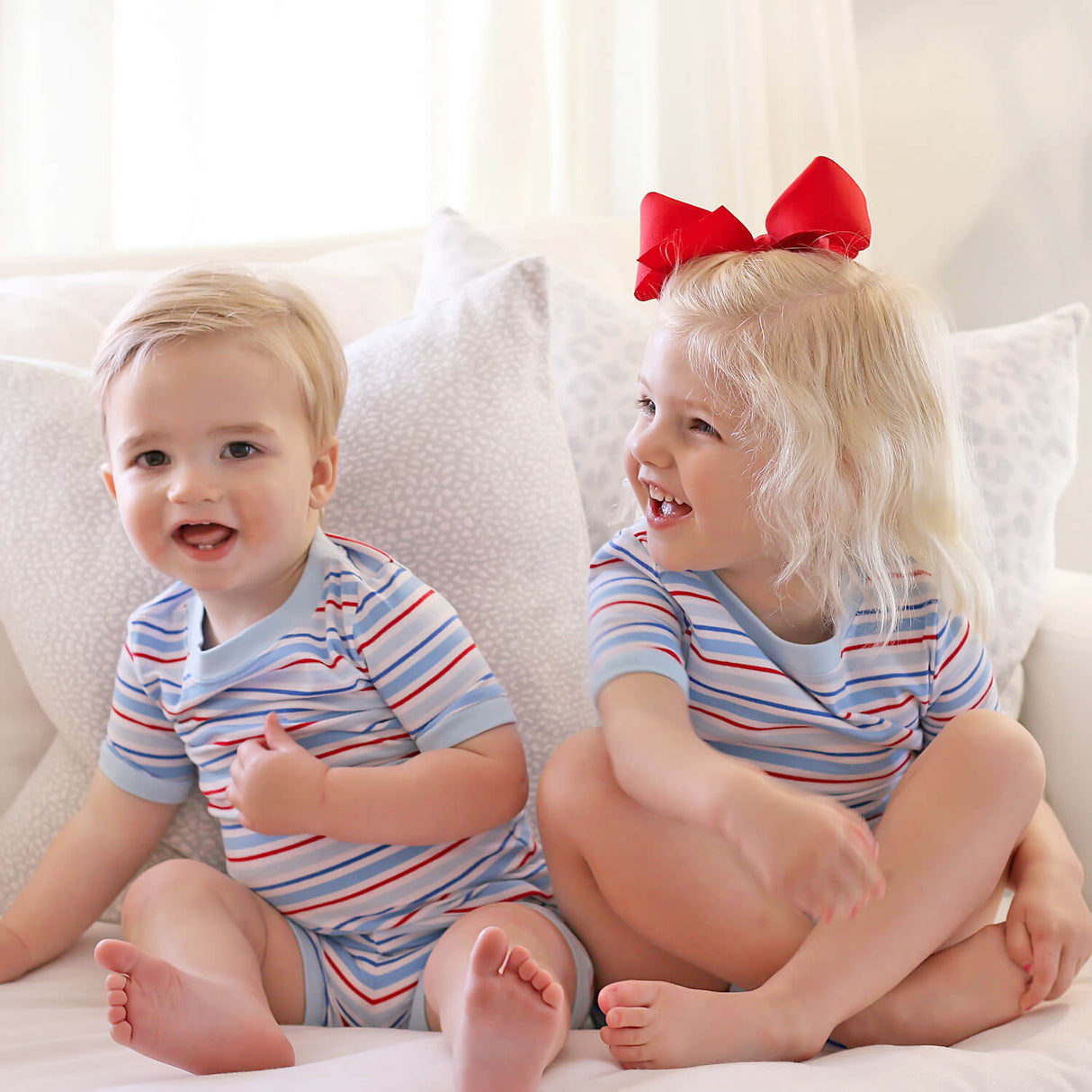 Patriotic Play Red & Blue Stripe Short Pajamas
