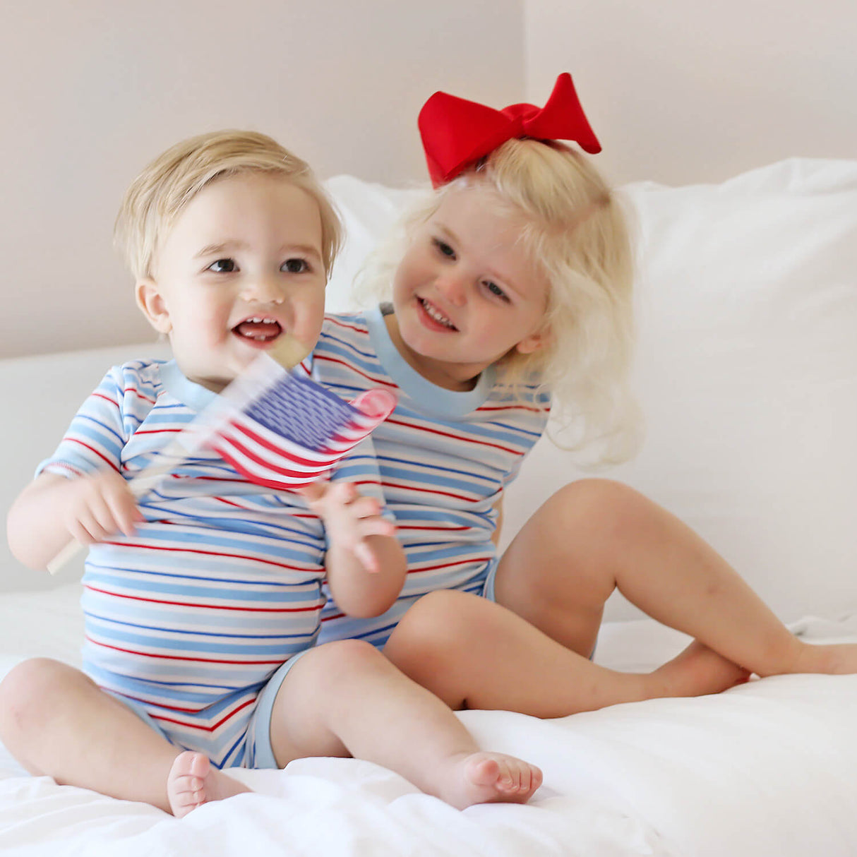 Patriotic Play Red & Blue Stripe Short Pajamas