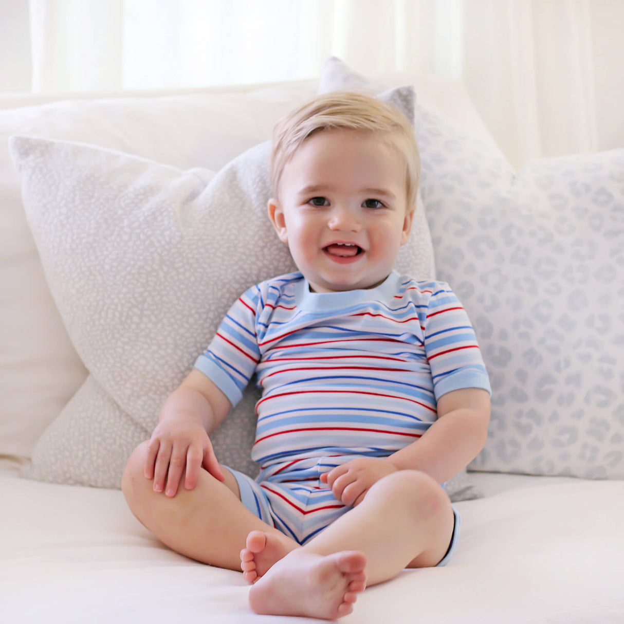 Patriotic Play Red & Blue Stripe Short Pajamas