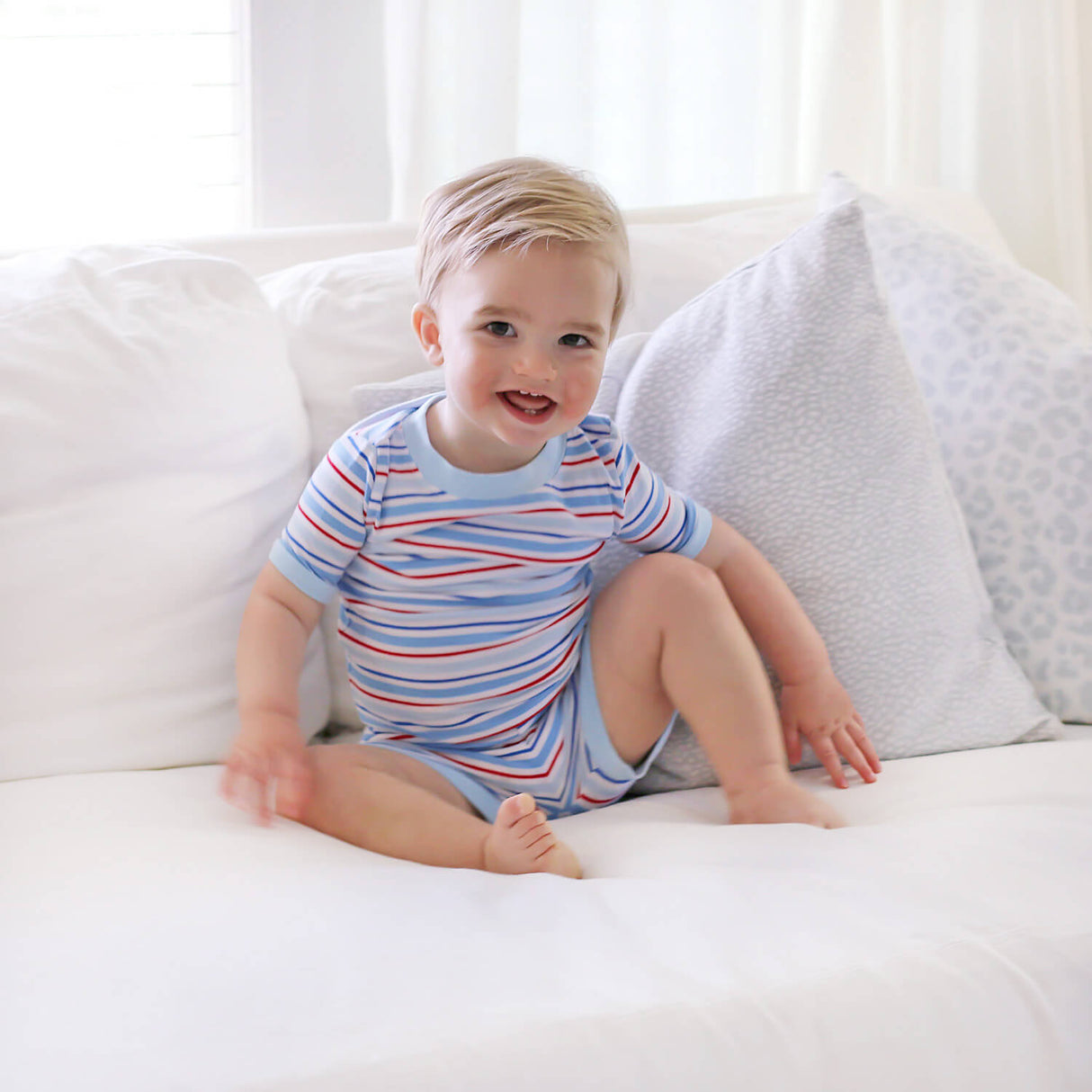 Patriotic Play Red & Blue Stripe Short Pajamas