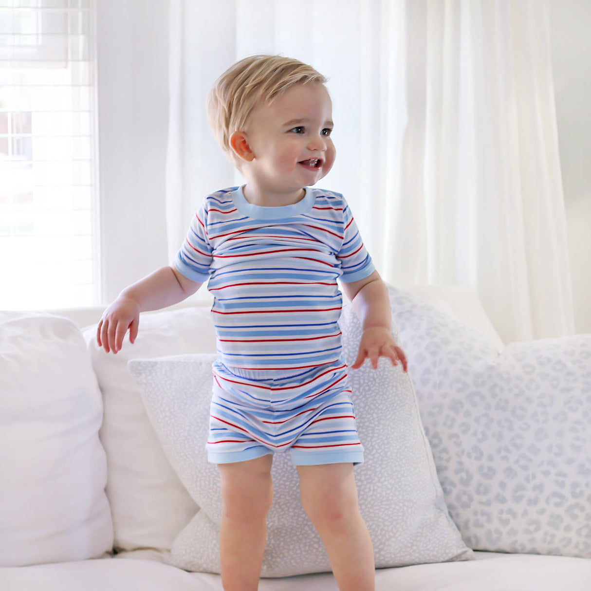 Patriotic Play Red & Blue Stripe Short Pajamas