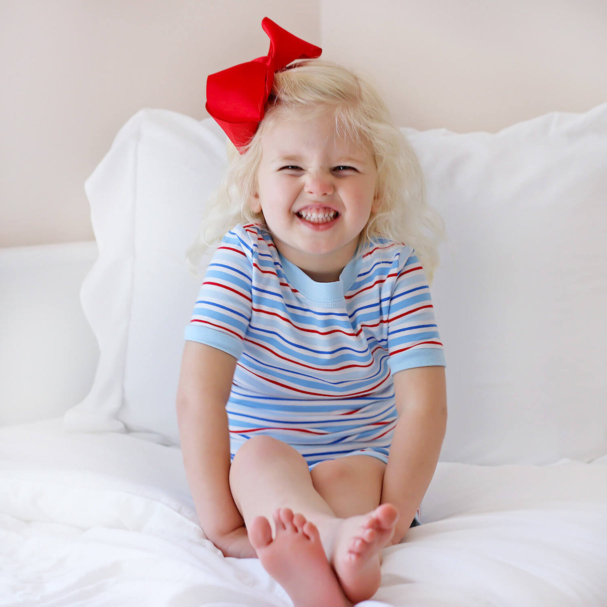 Patriotic Play Red & Blue Stripe Short Pajamas