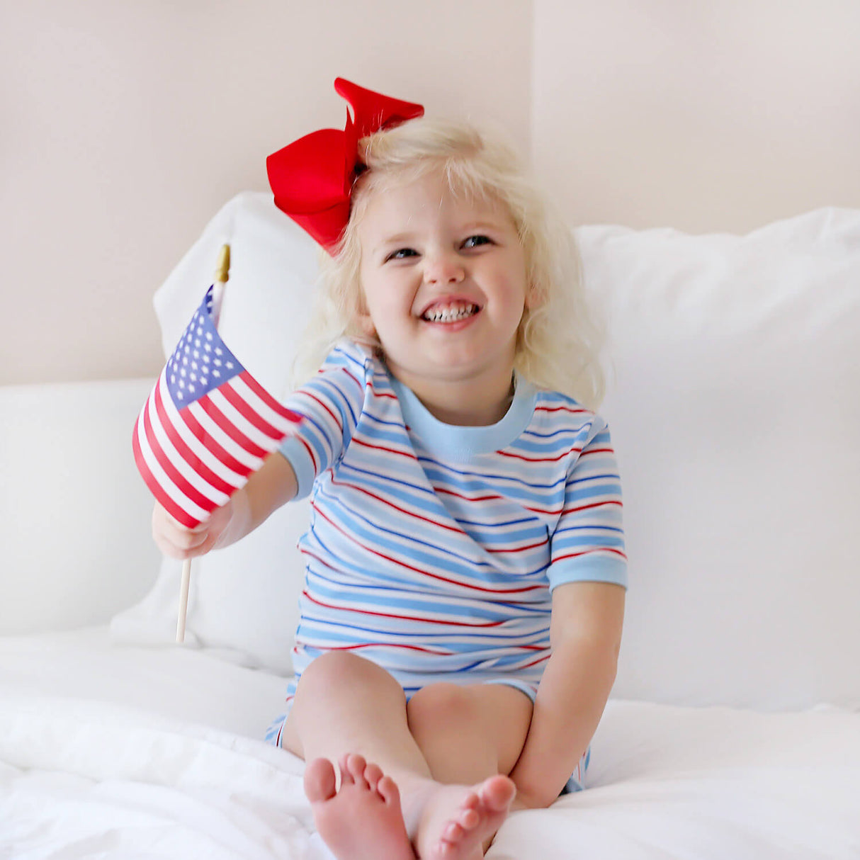 Patriotic Play Red & Blue Stripe Short Pajamas