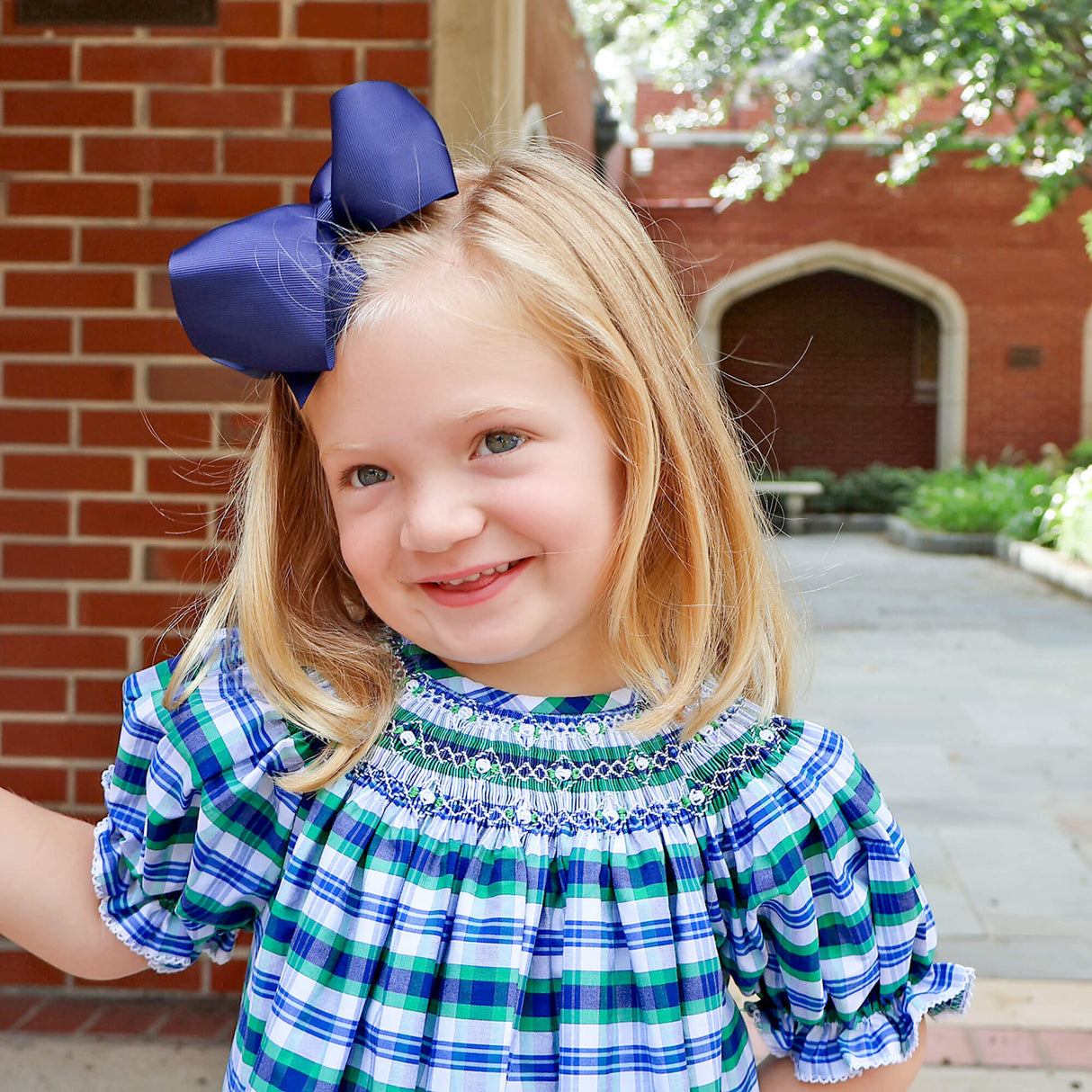 Steward Plaid Smocked Bishop Dress