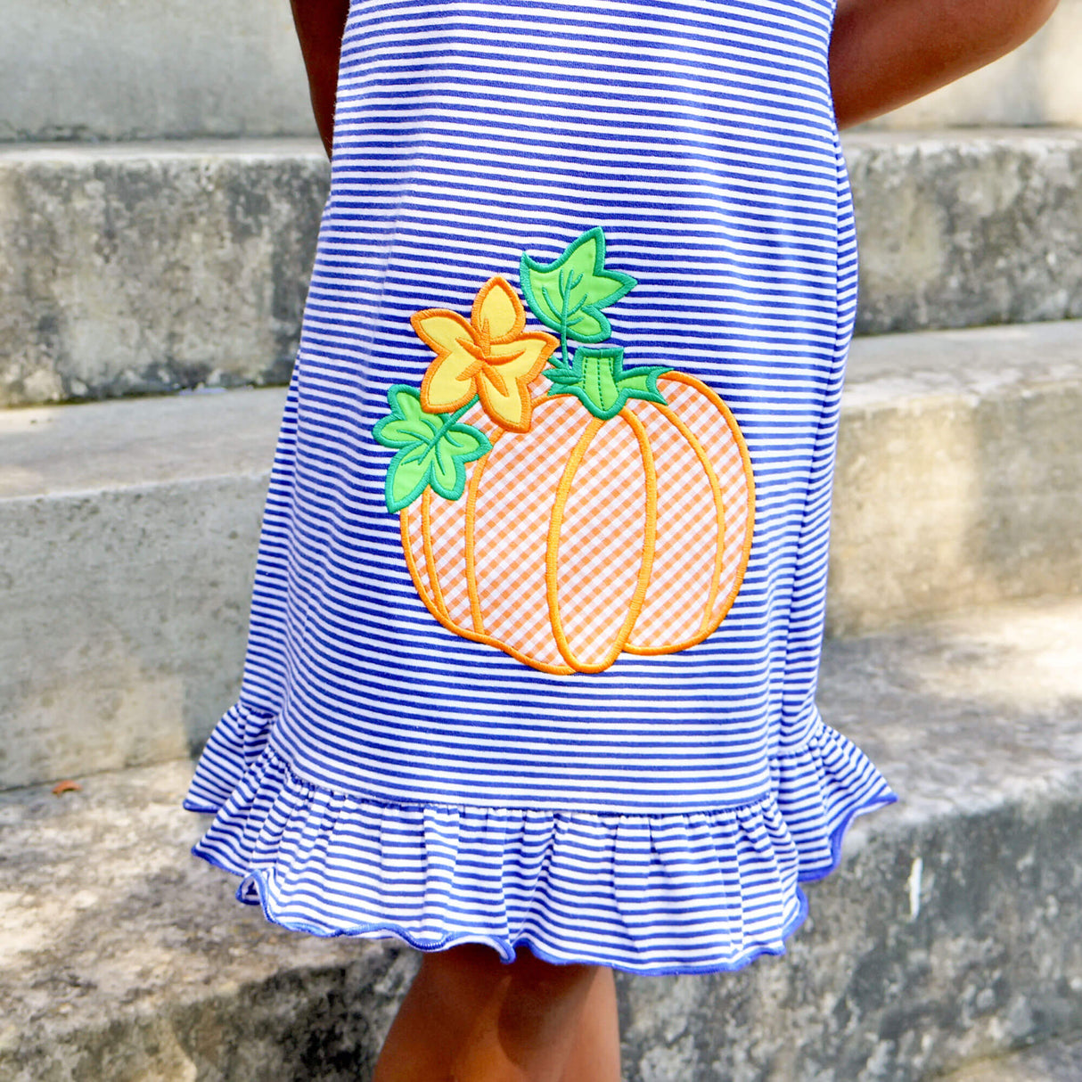 Pumpkin Royal Blue Stripe Jade Dress