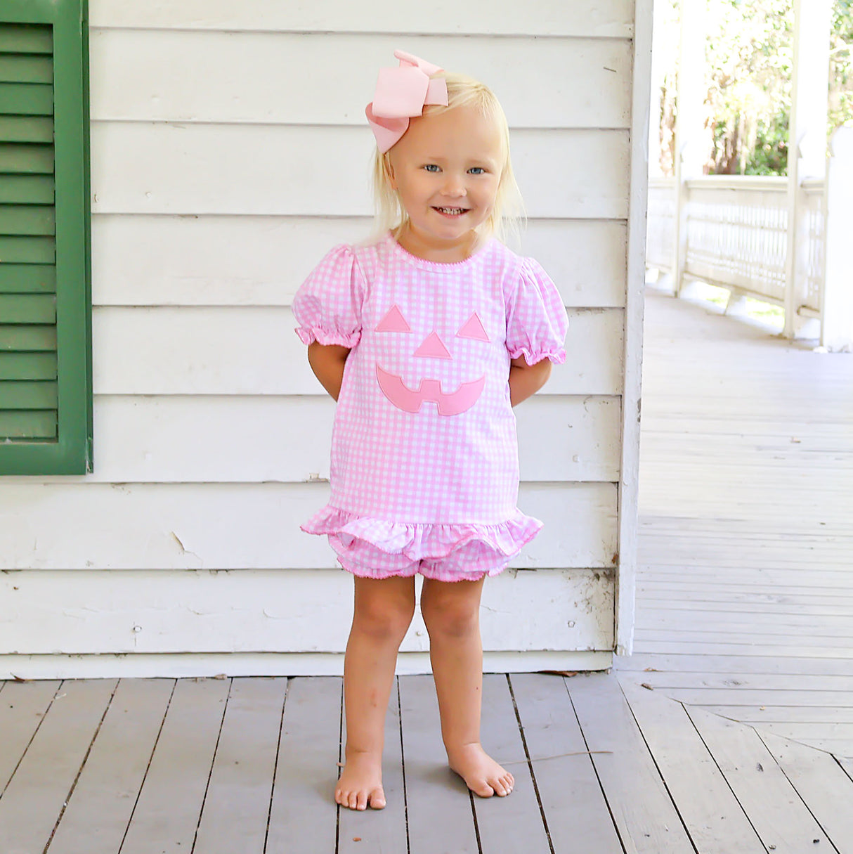 Jack O'Lantern Pink Gingham Milly Bloomer Set