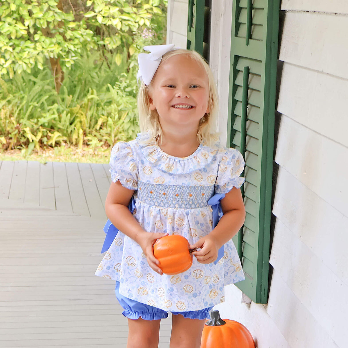 Pumpkin & Peonies Blue Beverly Bloomer Set