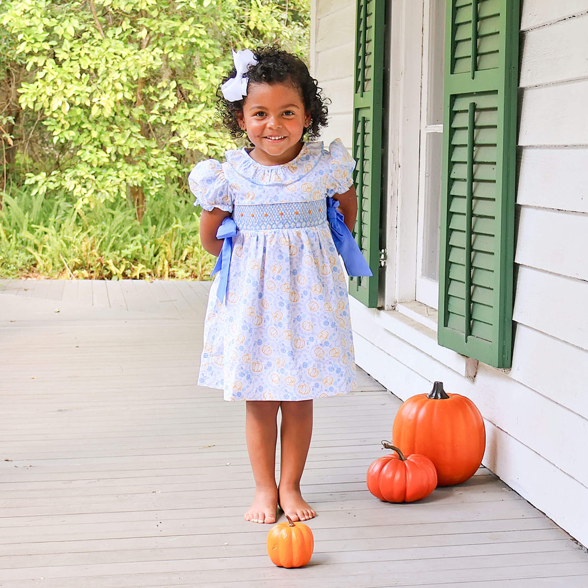 Pumpkin & Peonies Blue Beverly Dress