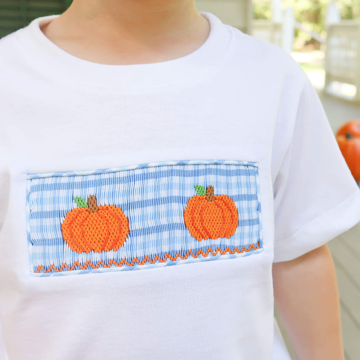 Little Pumpkin Blue Gingham Smocked Short Set