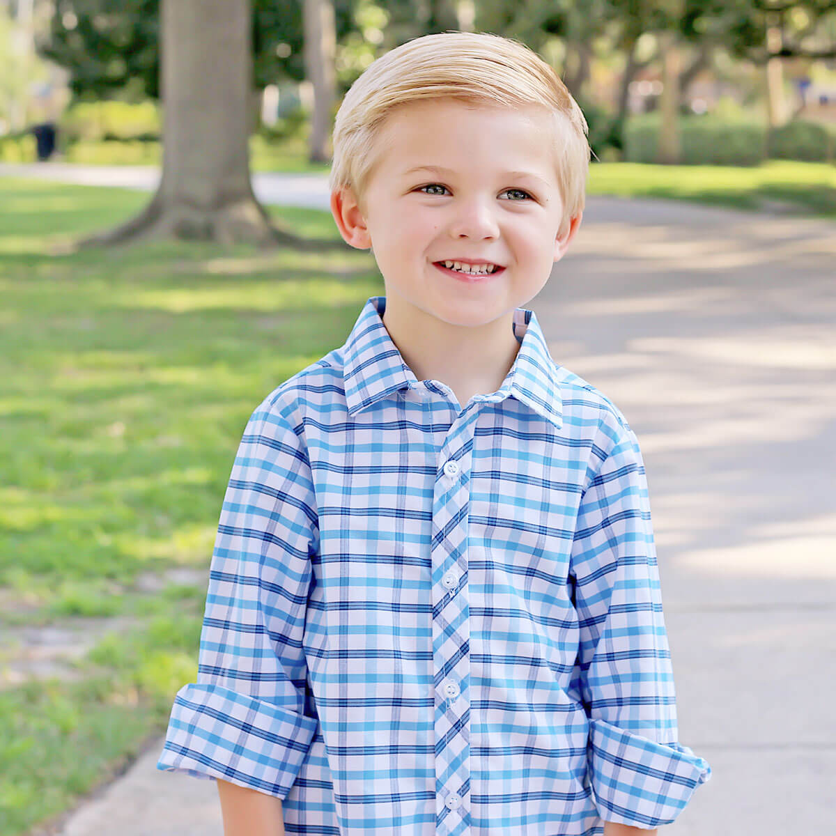Blue Plaid Button Down Shirt