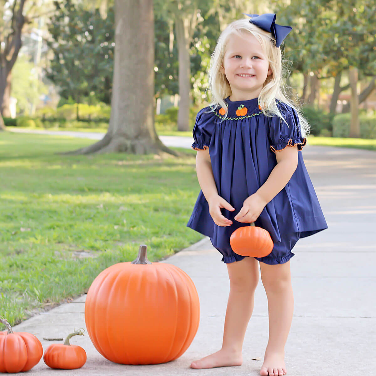 Pumpkin Please Smocked Bloomer Set