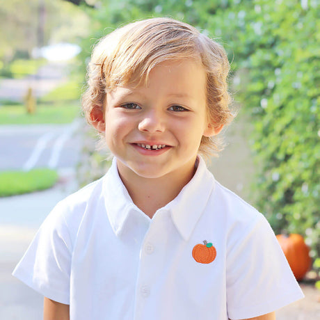 Pumpkin Picking Royal Blue Gingham Polo Short Set