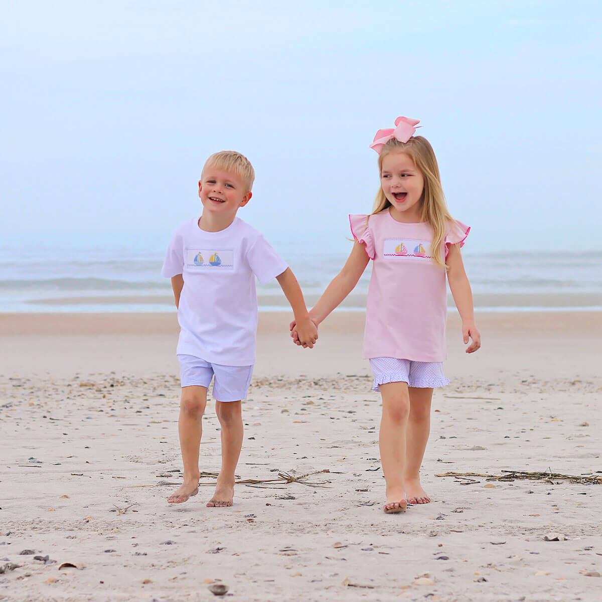 Sailboat Smocked Pink Short Set