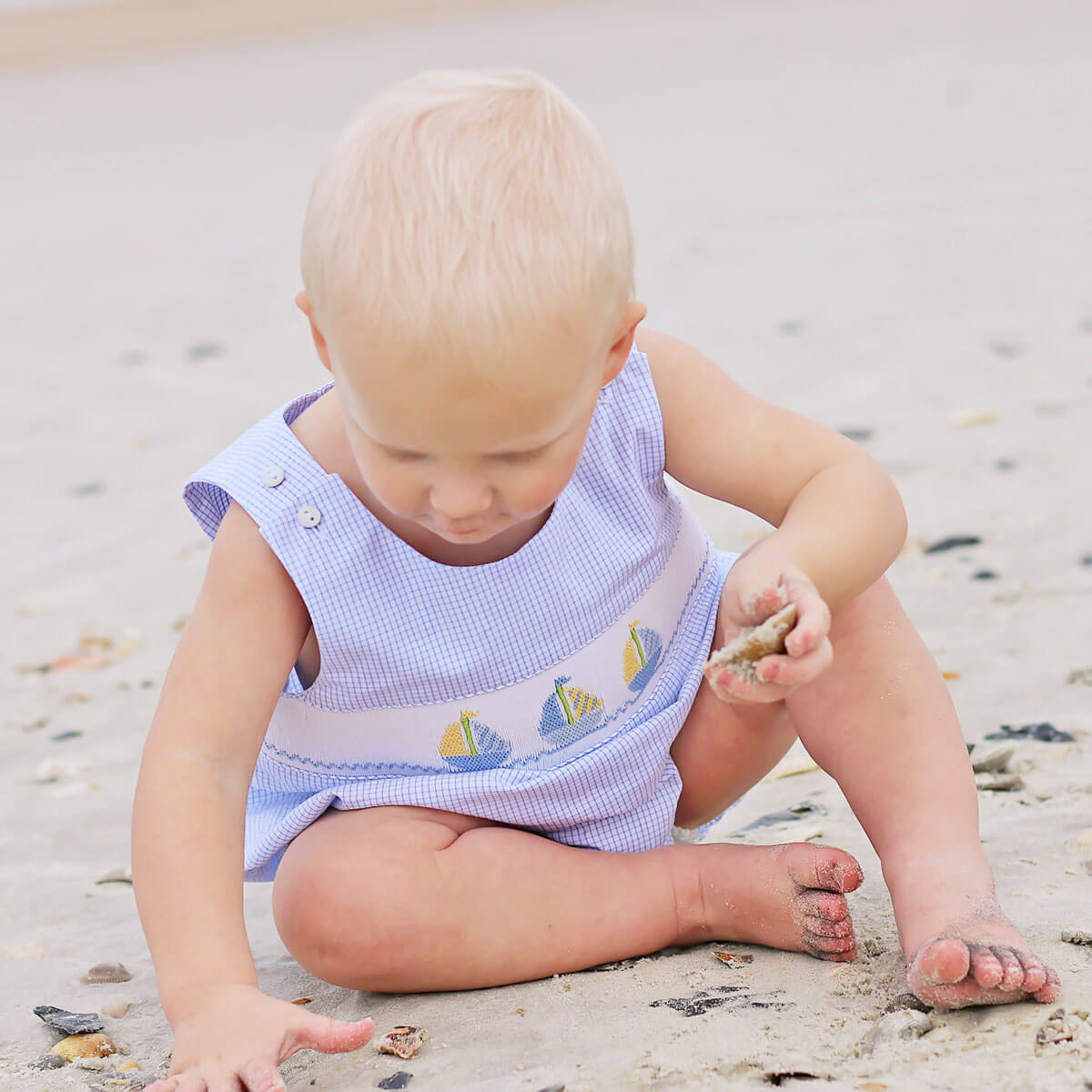 Light Blue Sailboat Smocked Sun Bubble