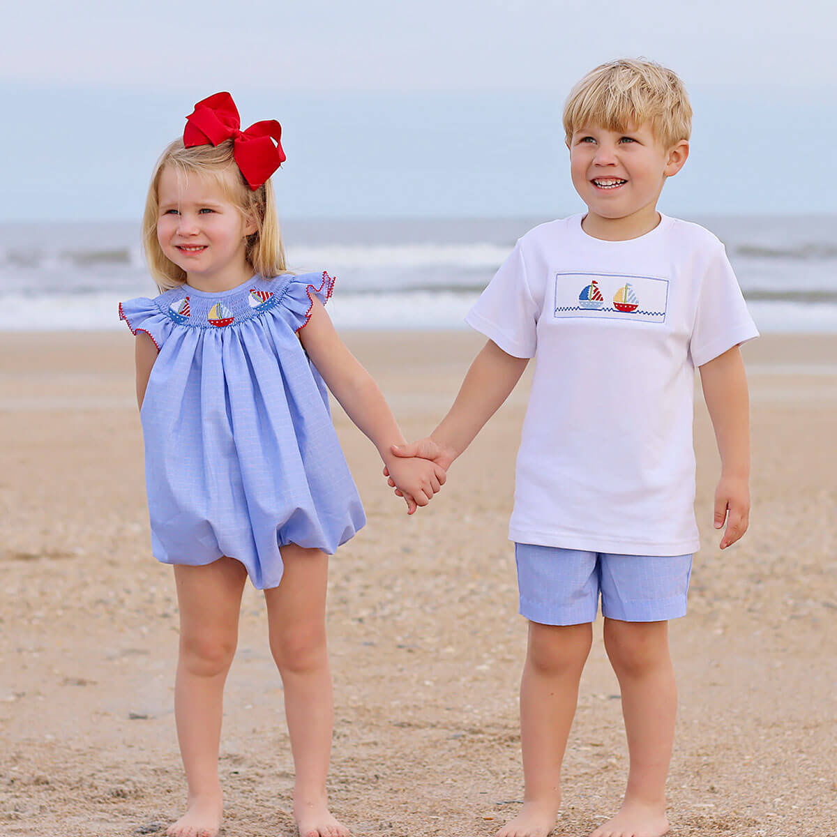 Sailing Away Blue Plaid Smocked Short Set