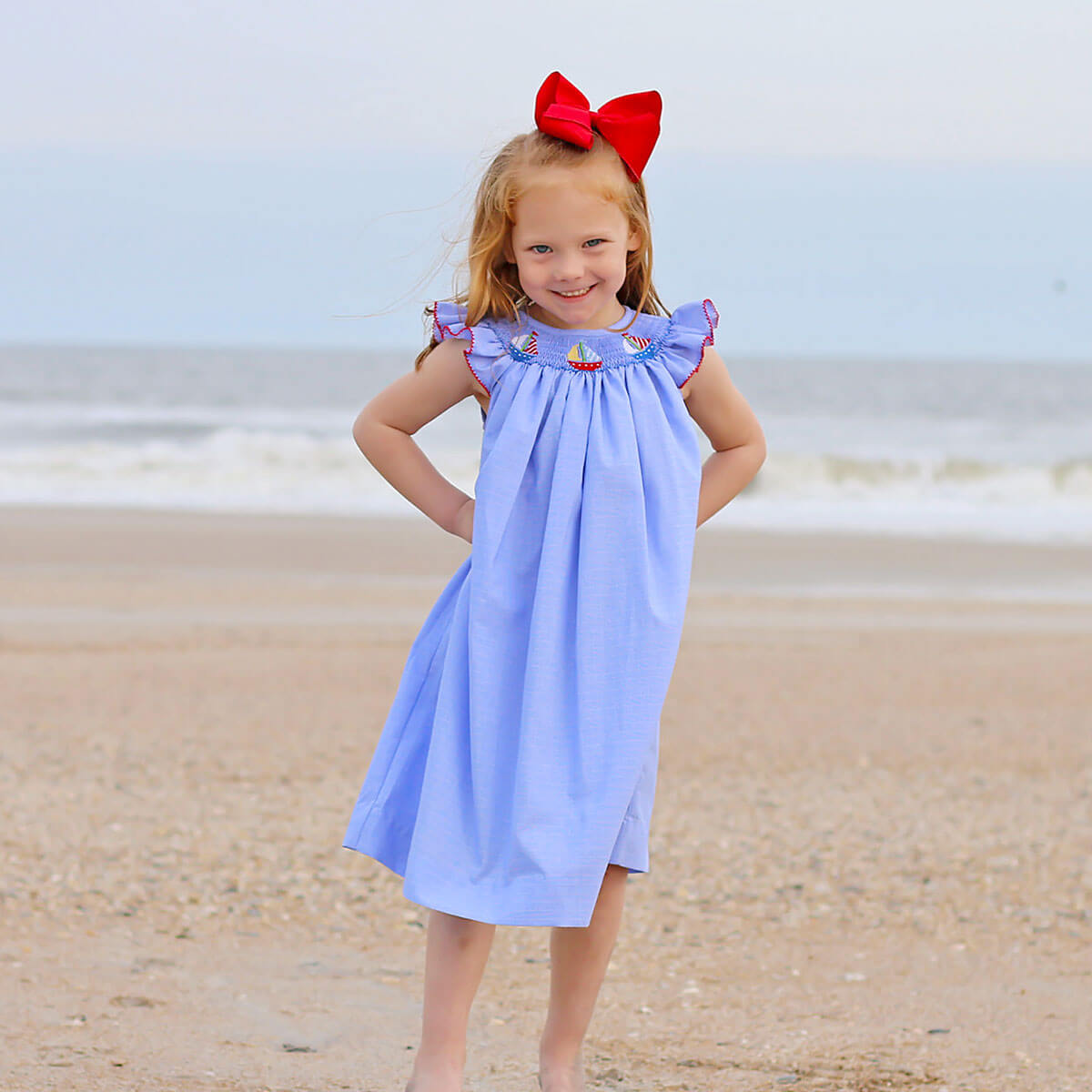 Sailing Away Blue Plaid Smocked Dress