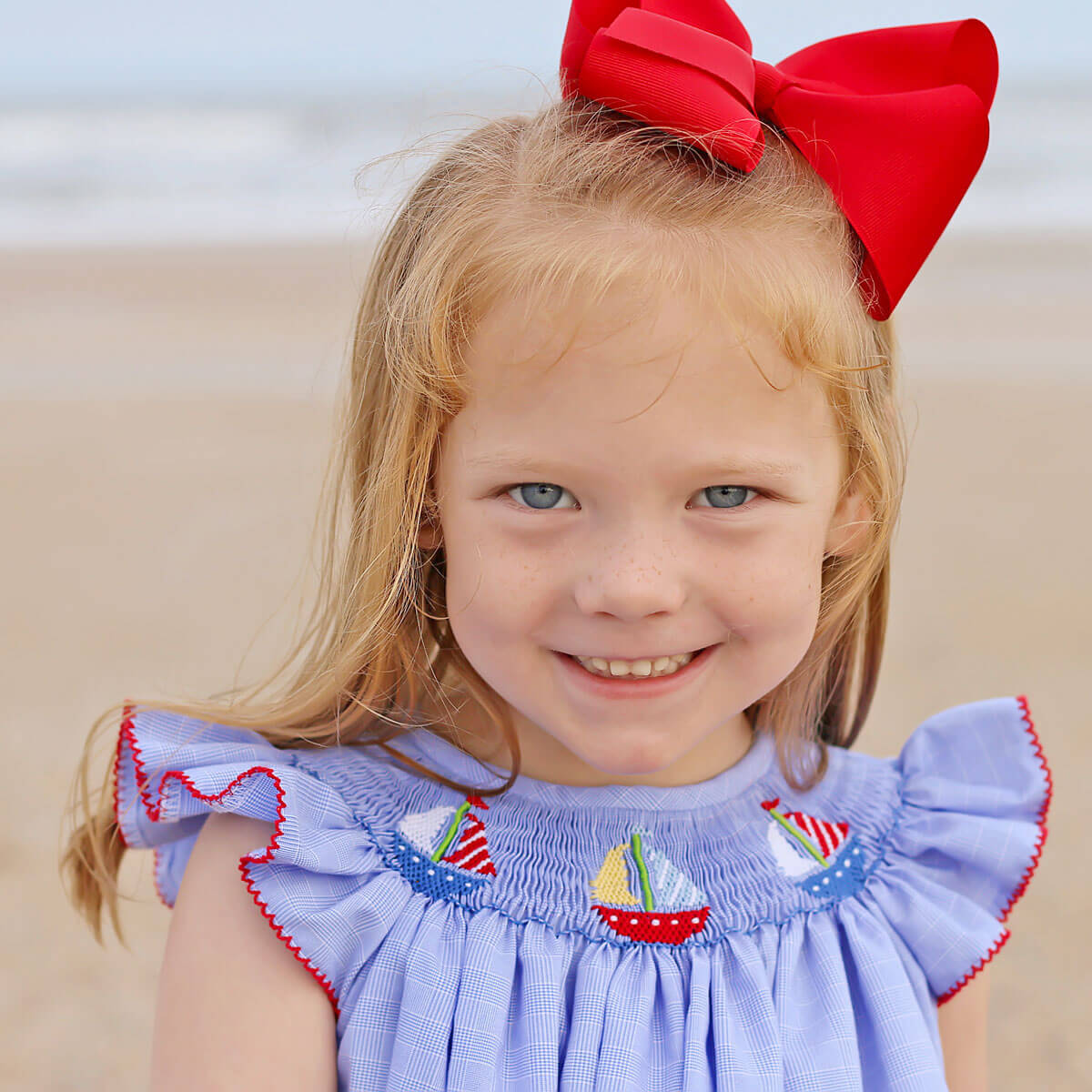 Sailing Away Blue Plaid Smocked Dress