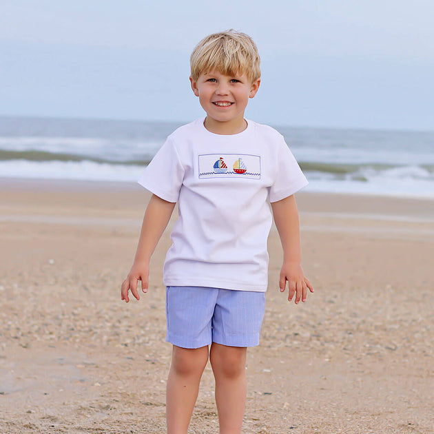 Boys smocked hot sale short set