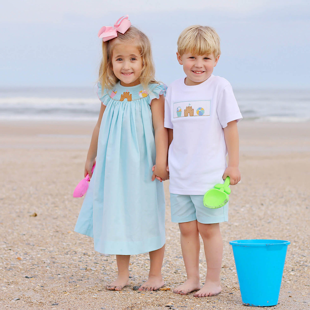 Beach Baby Mint Smocked Short Set