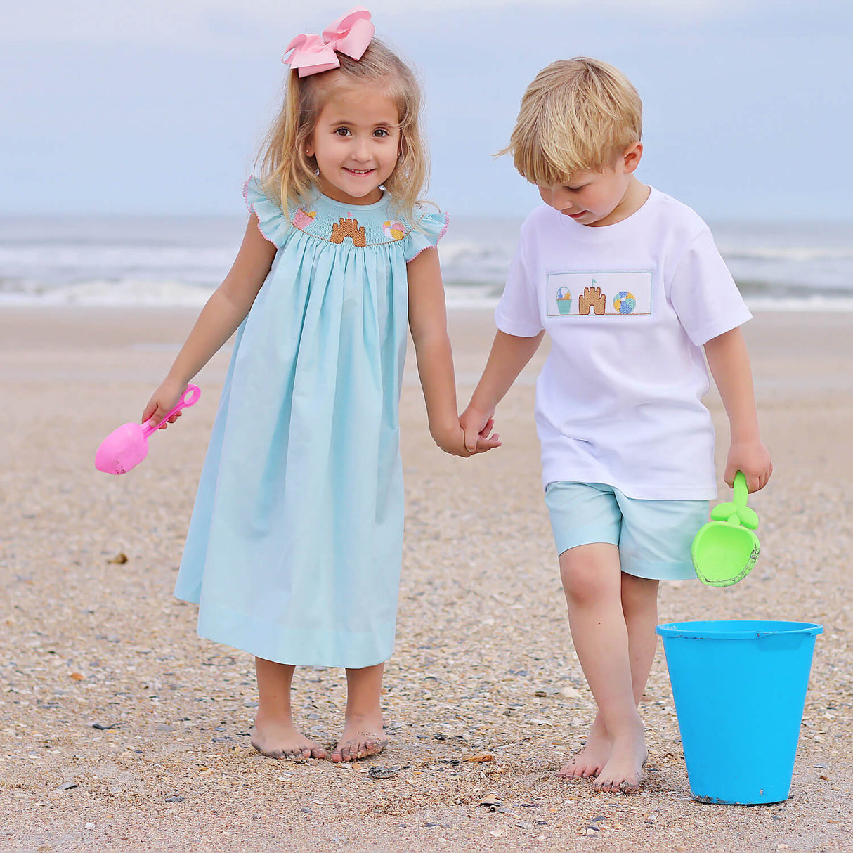 Beach Baby Mint Smocked Short Set