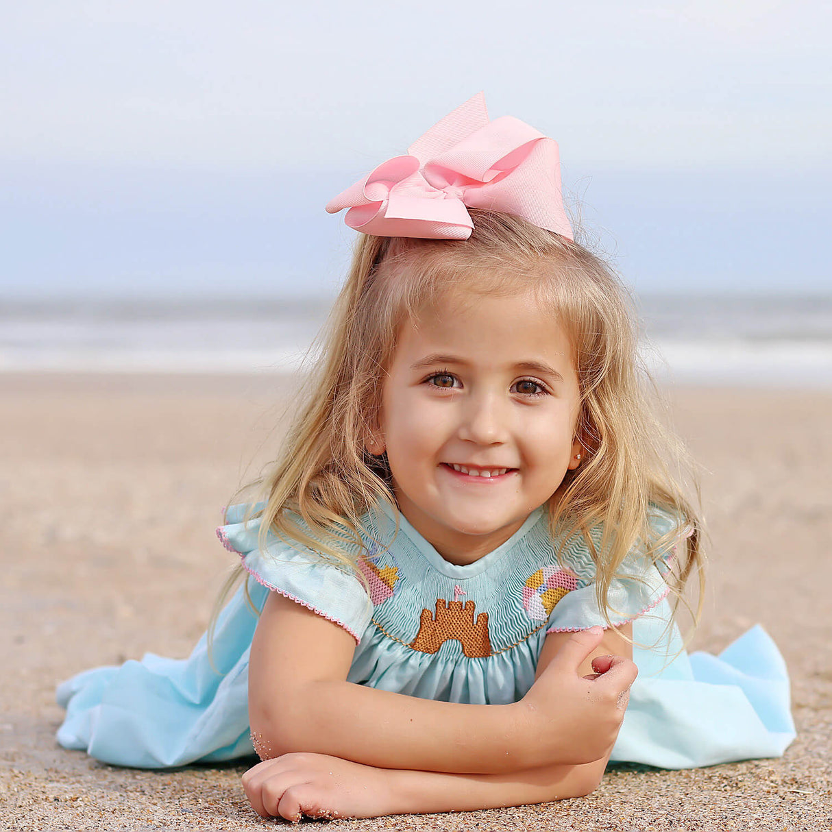 Beach Baby Mint Smocked Angel Sleeve Dress